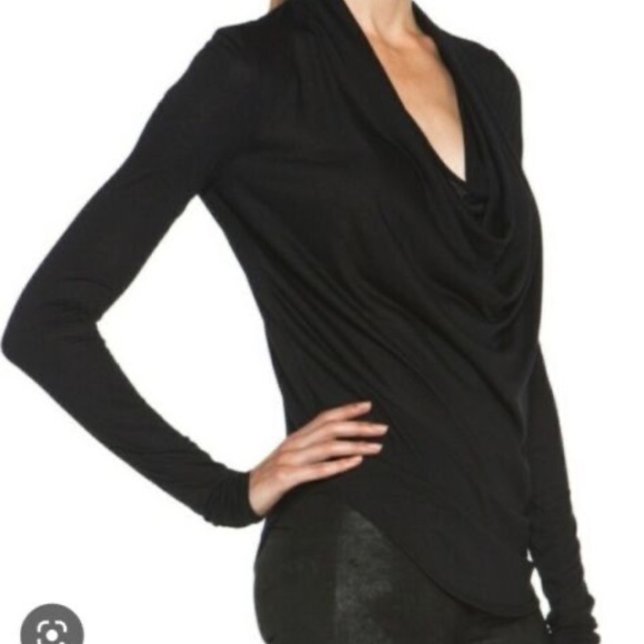 Helmut Lang GREY Cowl Neck Long Sleeve Drape Jersey Top - Picture 5 of 5